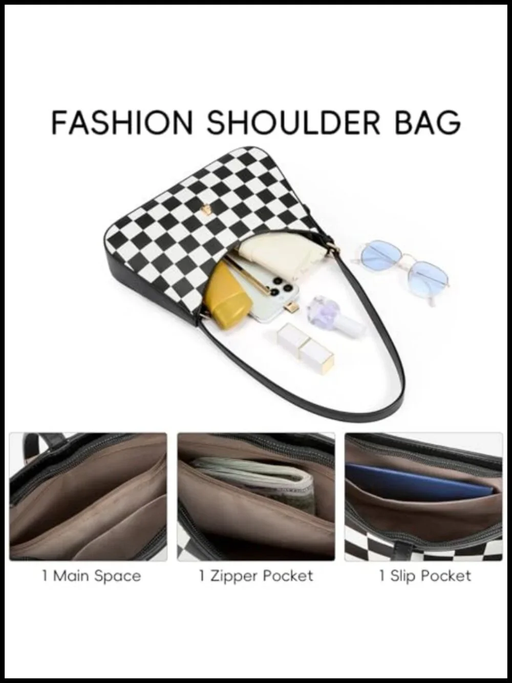Crescent Hobo Bag for Women, Faux Leather Mini Shoulder Purse with Adjustable